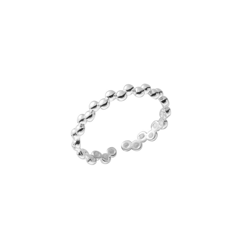 S925 sterling silver wavy ball open stacking ring