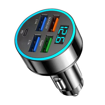 Super fast charging car charger conversion head five holes