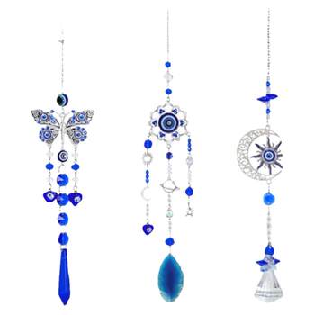 Blue Devil's Eye Crystal Sun Catcher Butterfly Sun Bead Curtain Pendant Home Garden Decorative Crystal Pendant