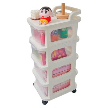 Storage rack trolley multi-layer transparent snack storage rack floor drawer office trolley trolley movable wheels