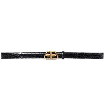 (Exclusive interest-free) BALENCIAGA BB ladies crocodile pattern embossed cow leather belt