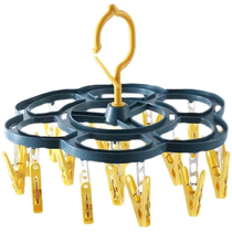 Household multi-functional hook dormitory socks drying hanger multi-clip baby windproof clothes drying rack artifact hanging underwear rack