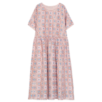 (Refraction Flower Shadow) puretea tea silk printed dress womens ripped seam gathered 2024 summer new style