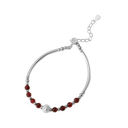 925 sterling silver garnet transfer bead bracelet female ins niche design native young luxury Valentine's Day gift bracelet