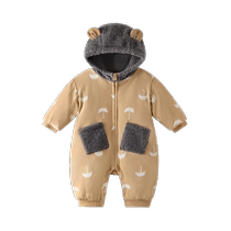 babylove baby jumpsuit hooded warm cotton clothing baby romper clothing cold-proof thickened cotton outing clothing