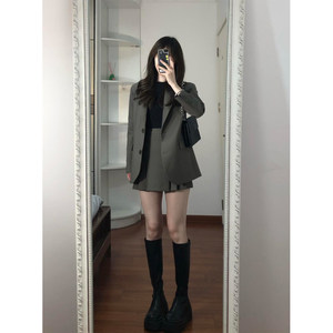 小西装外套女2025秋新款休闲西服薄款小个子高级感时尚套装两件套