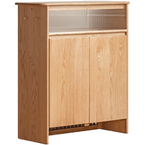 Genji Muyu solid wood partition shoe cabinet simple living room side cabinet small apartment oak bar cabinet door storage cabinet