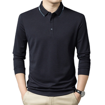 (Containing mulberry silk and wool) Romon mens business long-sleeved POLO shirt 2024 autumn new casual T-shirt