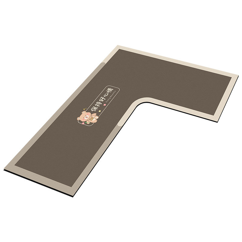 Anti-slip and oil-proof L-shaped absorbent mat for kitchen