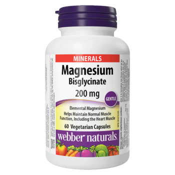 Webber weibo ທໍາມະຊາດການາດານໍາເຂົ້າ magnesium active bisglycinate chelated magnesium ອົງປະກອບ 200 mg 60 ແຄບຊູນ