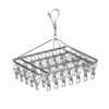 Stainless steel clothes drying rack with multiple clips for drying socks