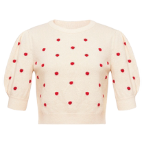 DEEP BREATH Take a deep breath brother is really good. Puff sleeves onion yarn polka dot short-sleeved sweater for women A301212