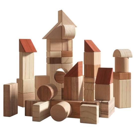 木玩世家原木实木积木头1岁3婴儿童宝宝大块颗粒益智拼装早教玩具