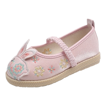 Hanfu embroidered shoes for girls ethnic style costume embroidered cloth shoes childrens dance shoes tendon bottom Chinese style shoes