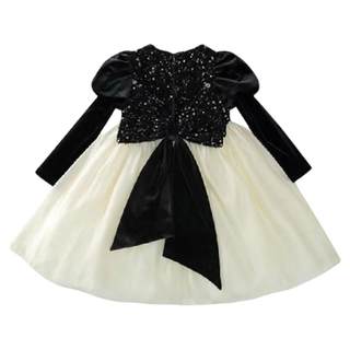 女童冬季春秋赫本风钢琴洋加绒厚保暖丝绒亮片公主连衣裙漂亮好看