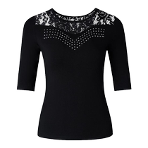Latin dance top womens ballroom dance new dance clothes ballroom dance clothes lace beautiful back mid-sleeve modern dance clothes