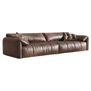 Elephant ears leather sofa modern simple living room high-end italian minimalist light luxury straight line small apartment retro style Elephant ears leather sofa modern simple living room high-end italian minimalist light luxury straight line small apartment retro style