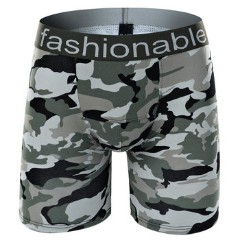 New style of young men's sports extended camouflage cotton boxer underwear u convex anti-grinding legs 4-point pants four-corner swimming trousers