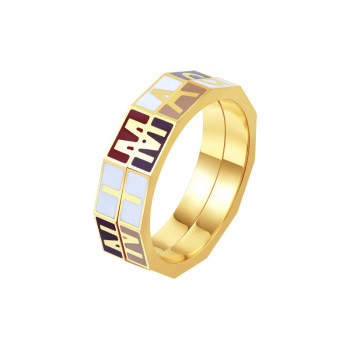 Chow tai sang da vinci code series gold ring women's gold enamel letter bracelet birthday gift for girlfriend