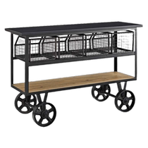 American iron solid wood retro dining cart wheeled trolley plate collection cart hotel KTV drink cart sideboard