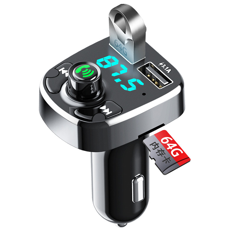 Car Bluetooth Receiver 5.0 Lossless MP3 Player with Music U Disk Car Supplies Multi-Function Charger Q