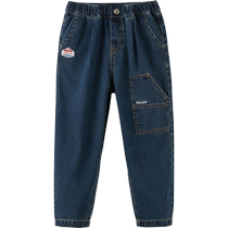 David Bella childrens jeans boys 2024 new pure cotton pants medium and large childrens straight pants overalls autumn wear