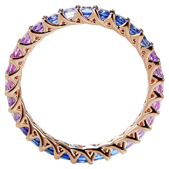 18k gold natural colored gemstone rainbow sapphire ring