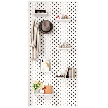 Customized punch-free wall storage with metal perforated panels