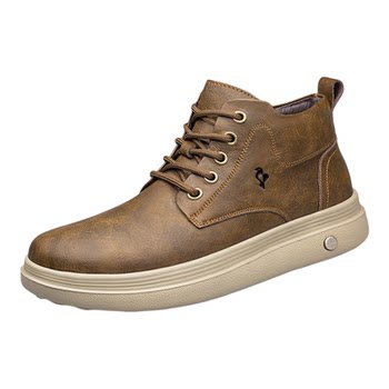 Woodpecker autumn and winter new men's boots genuine leather soft-soled work boots fashionable retro martin boots plus velvet warm snow boots