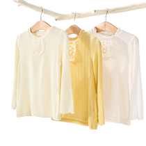 Girls bottoming shirt spring and autumn childrens long-sleeved T-shirt baby round neck fungus outer top girl solid color inner wear
