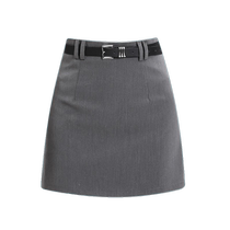 Gray suit skirt for women summer new high-waist slim A-line skirt casual versatile skirt pants hip-covering short skirt