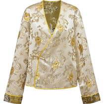 EP Yaying Womens National Style Brocade New Chinese Style Mulberry Silk Contrast Color Jacket 2024 Early Autumn New Product 1248A