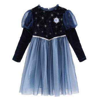 Disney Girls Princess Dress 2024 Spring Children's Skirt Dress Elsa Mesh Velvet Skirt Early Spring Skirt