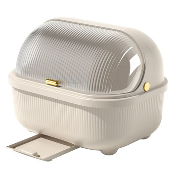 Kitchen dish storage rack drain transparent cupboard with cover