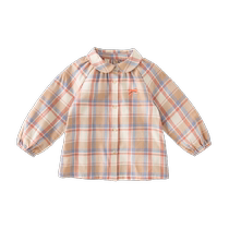 David Bella Girls Plaid Shirt 2024 Spring Childrens Cotton Shirt New Medium and Large Childrens Top