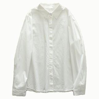 2025春季文艺小清新木扣通勤纯棉白衬衫女长袖打底衫修身上衣衬衣