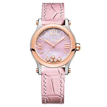 Chopard stainless steel and diamond watch