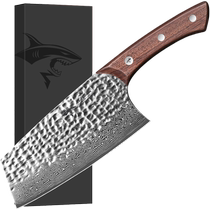 (Self-operated) Crazy Shark Damascus kitchen knife household meat slicing knife ladies fish head chopping knife hand-forged