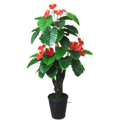 Fake tree anthurium artificial flower fake flower potted floor-standing large green plant living room indoor flower decoration artificial plant plastic flower