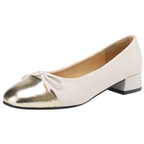 Daphne Silver Shoes Womens 2024 New Spring and Autumn Bow Flat Flat Temperament French Low Heel Mary Jane Womens Shoes