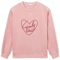 Hot Wind 2024 Autumn New Womens Love Printed Round Neck Sweatshirt Loose and Versatile Color Blocking Age Reduction Top for Women