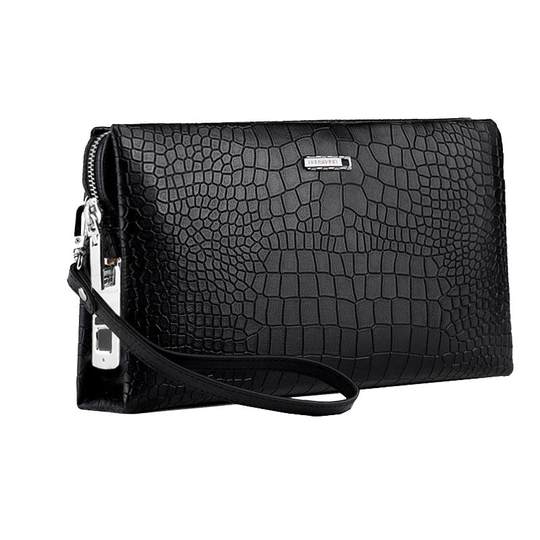 指纹解锁手拿包男头层牛皮手抓包时尚真皮手包大容量商务休闲夹包