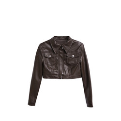 2toyoung cool girl style jacket ຫນັງ retro ສີນ້ໍາຕານສໍາລັບແມ່ຍິງພາກຮຽນ spring ສັ້ນ jacket ຫນັງເທິງ