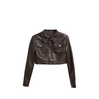 2toyoung retro brown leather jacket