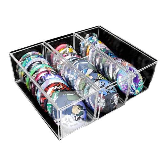 亚克力吧唧徽章防潮角色手办展示盒推拉高透明盒小卡立牌流沙货架