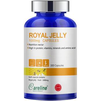 Careline Royal jelly capsules ນຳເຂົ້າຈາກທຳມະຊາດແທ້ Royal jelly 300 ແຄບຊູນ ອ່ອນໂຍນສຳລັບຄົນອາຍຸກາງ ແລະ ຜູ້ສູງອາຍຸ