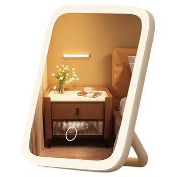 Led makeup mirror with light desktop female fill-in light small mirror dormitory desktop can stand portable small home dressing mirror