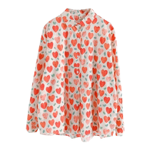 Hong Kong trendy brand 2024 autumn new design niche bottoming tops womens love printed loose large size shirts