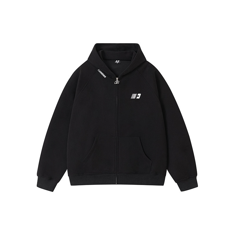 FORNINES embroidered hooded zipper cardigan gray sweatshirt for men and women fashion brand spring and autumn heavy casual couple jacket