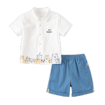 David Bella childrens suit 2024 summer new style boys short-sleeved five-piece pants two-piece set baby childrens clothing